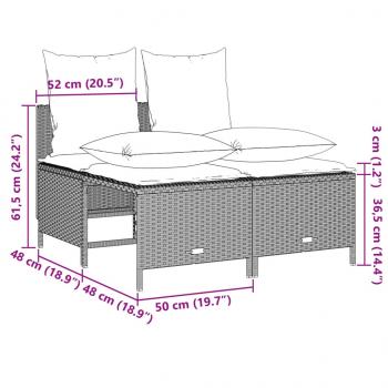 4-tlg. Garten-Sofagarnitur mit Kissen Hellgrau Poly Rattan