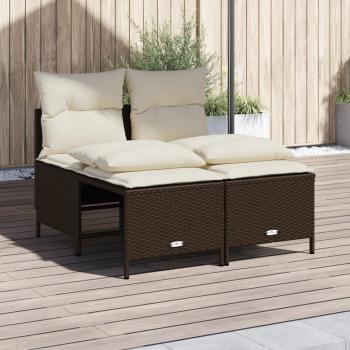 ARDEBO.de - 4-tlg. Garten-Sofagarnitur mit Kissen Braun Poly Rattan