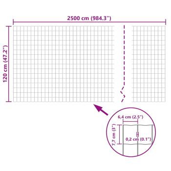 Eurozaun Stahl 25 x 1,2 m Grau