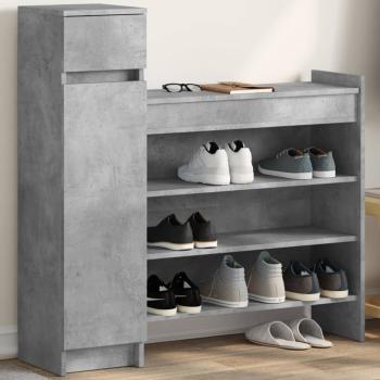 ARDEBO.de - Schuhschrank Betongrau 100,5x28x100 cm Holzwerkstoff