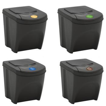 Stapelbare Mülleimer 4 Stk. Grau 100 L Polypropylen