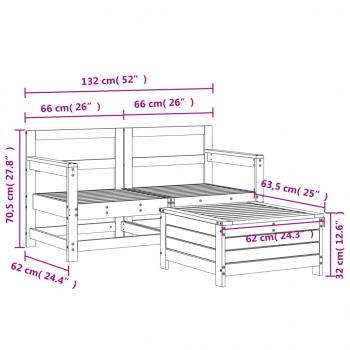3-tlg. Garten-Sofagarnitur Kiefernholz Imprägniert