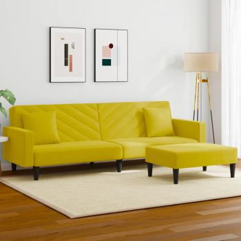ARDEBO.de - 2-tlg. Sofagarnitur mit Kissen Gelb Samt