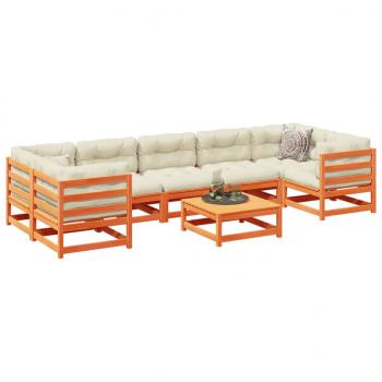 ARDEBO.de - 8-tlg. Garten-Sofagarnitur Wachsbraun Massivholz Kiefer