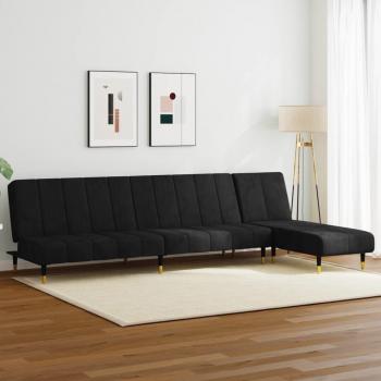ARDEBO.de - 2-tlg. Sofagarnitur Schwarz Samt