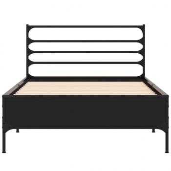 Bettgestell Schwarz 90x200 cm Holzwerkstoff und Metall