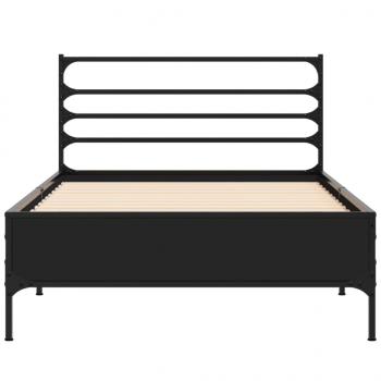 Bettgestell Schwarz 90x190 cm Holzwerkstoff und Metall