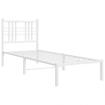 Bettgestell mit Kopfteil Metall Weiß 80x200 cm
