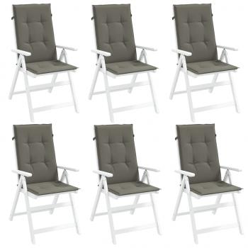 ARDEBO.de - Hochlehner-Auflagen 6 Stk. Melange Dunkelgrau 120x50x4 cm Stoff