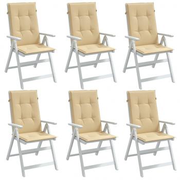 ARDEBO.de - Hochlehner-Auflagen 6 Stk. Melange Beige 120x50x4 cm Stoff