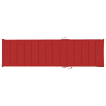 Sonnenliege mit Auflage Rot Massivholz Teak