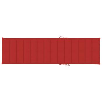 Sonnenliege mit Auflage Rot Massivholz Teak