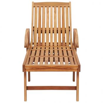 Sonnenliege mit Tisch und Auflage Massivholz Teak