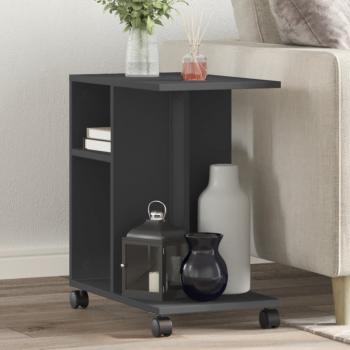 ARDEBO.de - Beistelltisch mit Rollen Schwarz 50x30x55 cm Holzwerkstoff