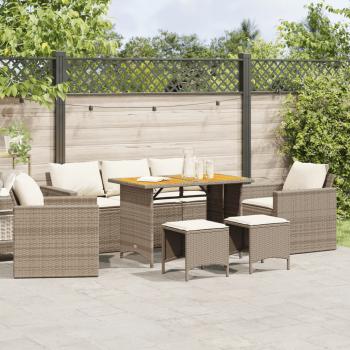 ARDEBO.de - 6-tlg. Garten-Sofagarnitur mit Kissen Beige Poly Rattan