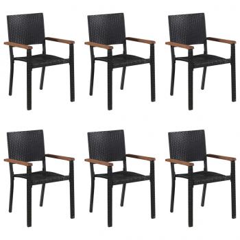 7-tlg. Garten-Essgruppe Poly Rattan Schwarz