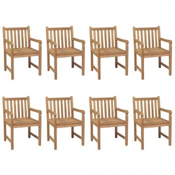 Gartenstühle 8 Stk. mit Grauen Kissen Massivholz Teak