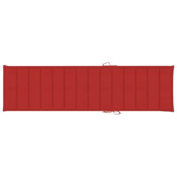 Sonnenliegen 2 Stk. mit Auflagen Rot Massivholz Teak