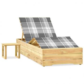 ARDEBO.de - Garten-Sonnenliege mit Tisch und Auflage Kiefer Imprägniert