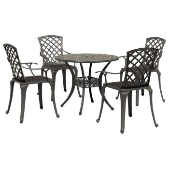 ARDEBO.de - 5-tlg. Garten-Essgruppe Bronzen Aluminiumguss