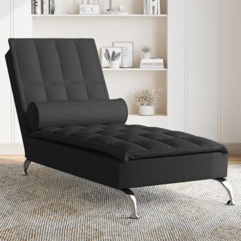 ARDEBO.de - Massage-Chaiselongue mit Nackenrolle Schwarz Stoff
