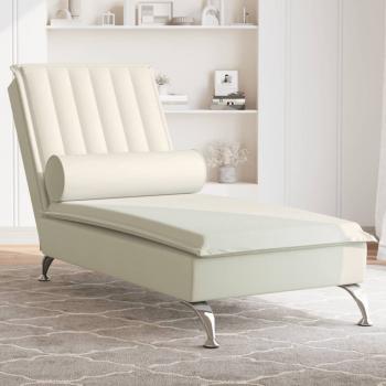 ARDEBO.de - Massage-Chaiselongue mit Nackenrolle Creme Samt