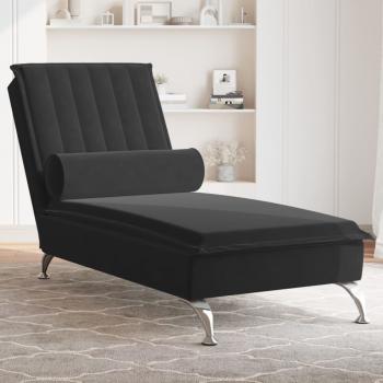 ARDEBO.de - Massage-Chaiselongue mit Nackenrolle Schwarz Samt