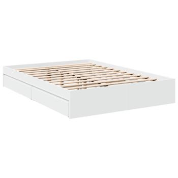 Bettgestell mit Schubladen Weiß 135 x 190 cm Holzwerkstoff