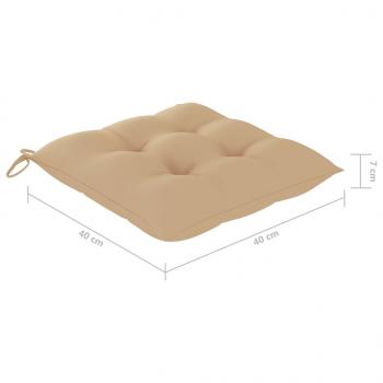 Gartenstühle mit Beigen Kissen 3 Stk. Massivholz Teak