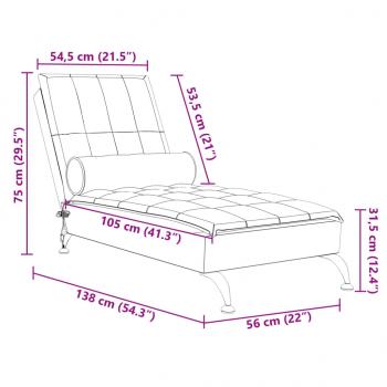 Massage-Chaiselongue mit Nackenrolle Dunkelgrau Stoff