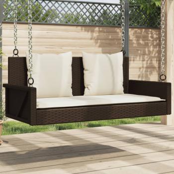 ARDEBO.de - Hängebank mit Kissen Braun 119x56x48 cm Poly Rattan