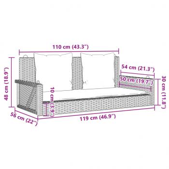 Hängebank mit Kissen Braun 119x56x48 cm Poly Rattan