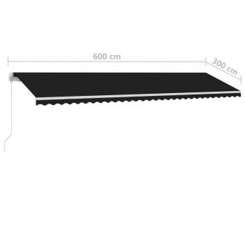 Markise Manuell Einziehbar mit LED 600x300 cm Anthrazit