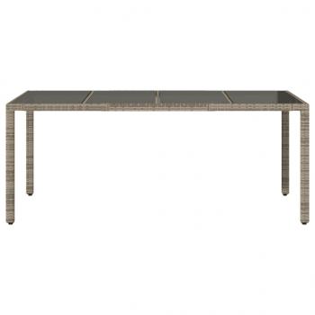 Gartentisch mit Glasplatte Grau 190x90x75 cm Poly Rattan