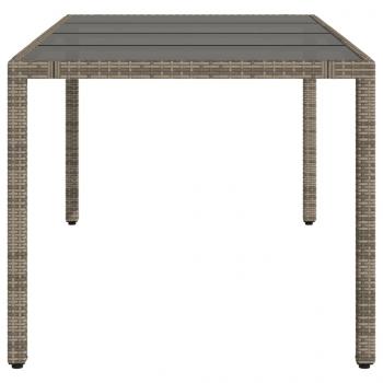Gartentisch mit Glasplatte Grau 190x90x75 cm Poly Rattan