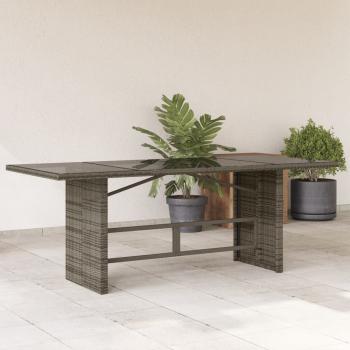 ARDEBO.de - Gartentisch mit Glasplatte Grau 190x80x75 cm Poly Rattan