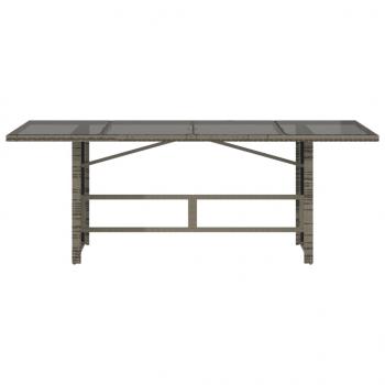 Gartentisch mit Glasplatte Grau 190x80x75 cm Poly Rattan
