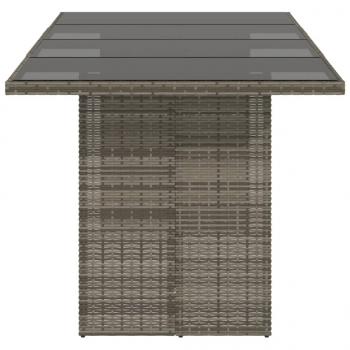 Gartentisch mit Glasplatte Grau 190x80x75 cm Poly Rattan