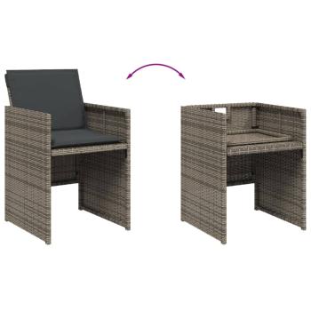 ARDEBO.de - 9-tlg. Garten-Essgruppe mit Kissen Grau Poly Rattan