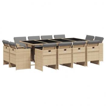13-tlg. Garten-Essgruppe mit Kissen Beigemischung Poly Rattan