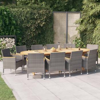ARDEBO.de - 11-tlg. Garten-Essgruppe mit Kissen Grau