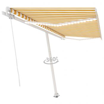Markise Manuell Einziehbar mit LED 450x350 cm Gelb Weiß