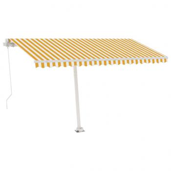Markise Manuell Einziehbar mit LED 450x350 cm Gelb Weiß