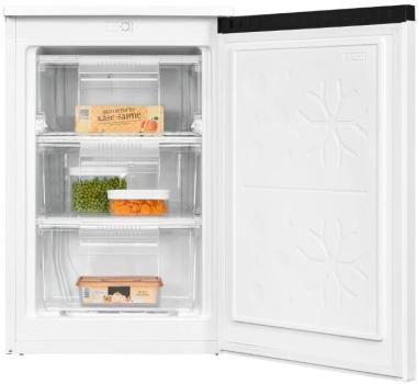 Exquisit GS81-051C Stand Gefrierschrank, 55 cm breit, 85 L, 1 Fach Klapptür und 2 Fächer mit Schublade, weiß