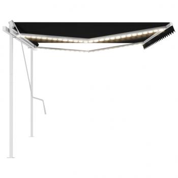 Markise Manuell Einziehbar mit LED 5x3 m Anthrazit