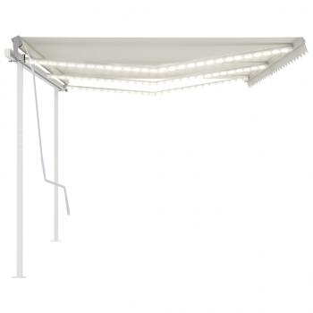 Markise Manuell Einziehbar mit LED 6x3 m Creme