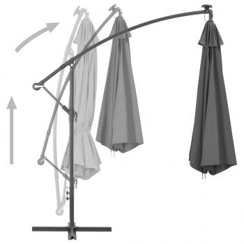 Ampelschirm mit LED-Leuchten und Metall-Mast 350 cm Antrazit