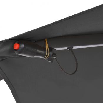 Ampelschirm mit LED-Leuchten und Metall-Mast 350 cm Antrazit