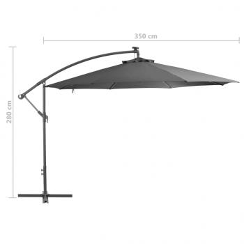 Ampelschirm mit LED-Leuchten und Metall-Mast 350 cm Antrazit