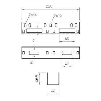 OBO Bettermann VF AZK 50 Längsverbinder für AZ-Kanal, 45x45x220mm, Stahl, bandverzinkt (6066615)